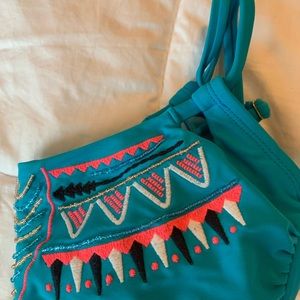 Blue Aztec vibe bikini top